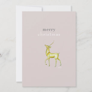 Minimalist Merry Christmas Gold Reindeer Holiday Card