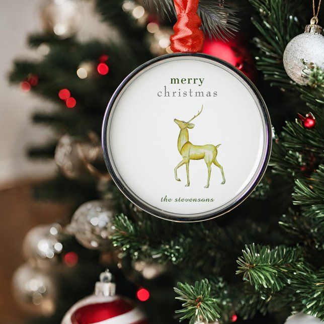Minimalist Merry Christmas Gold Reindeer Metal Tree Decoration (Creator Uploaded)
