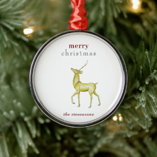 Minimalist Merry Christmas Gold Reindeer Metal Tree Decoration