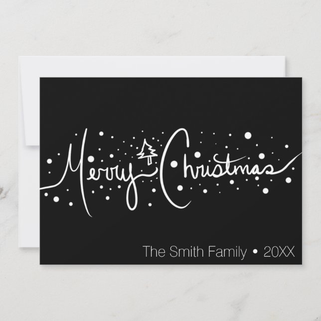 Minimalist Merry Christmas Hand Drawn Snow Holiday Card (Front)