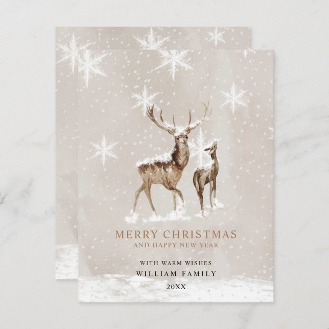 Minimalist Merry Christmas Holiday Card (Front/Back)