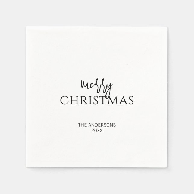 Minimalist Merry Christmas Holiday Napkin (Front)