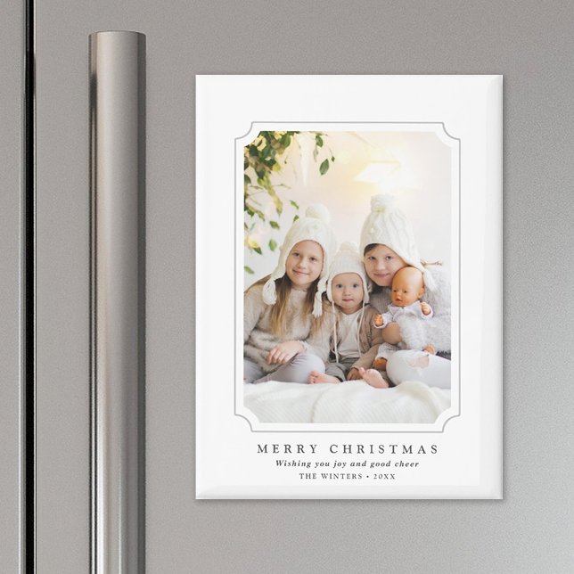 Minimalist Merry Christmas Holiday Photo Magnet (Creator Uploaded)