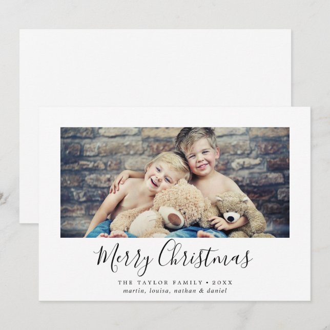Minimalist Merry Christmas Landscape Photo Holiday Card (Front/Back)