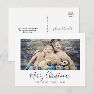 Minimalist Merry Christmas Landscape Photo Holiday Postcard
