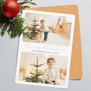 Minimalist Merry Christmas Modern 2 Photos  Holiday Card