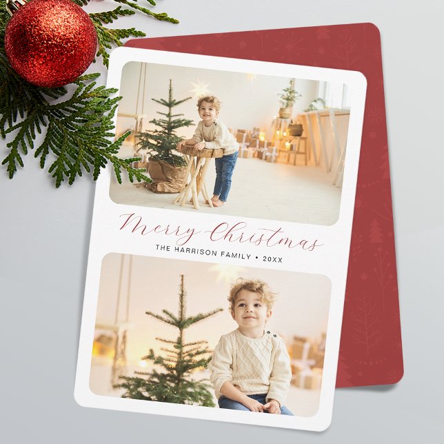 Minimalist Merry Christmas Modern 2 Photos  Holiday Card (Minimalist Merry Christmas Modern 2 Photos Holiday Card)