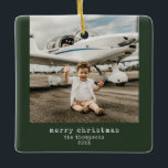 Minimalist Merry Christmas Personalised Photo  Ceramic Ornament<br><div class="desc">Add a touch of modern elegance to your holiday décor with this customisable ceramic ornament. Perfect for showcasing your favourite family photo,  baby's first Christmas,  or a special memory. A timeless keepsake and a thoughtful gift for loved ones.</div>
