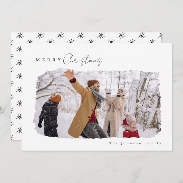 Minimalist Merry Christmas Photo Christmas Card (Front/Back)