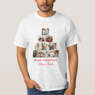 Minimalist Merry Christmas Photo Collage T-Shirt