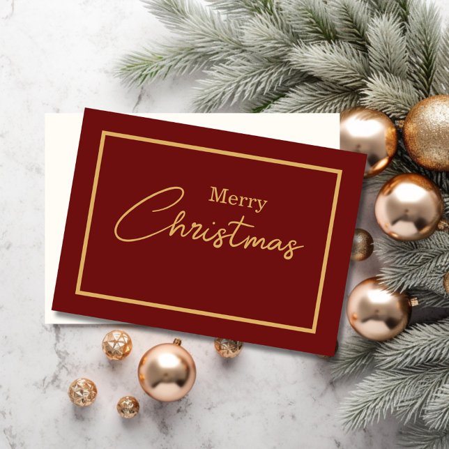 Minimalist Merry Christmas Red & Gold  Holiday Card (Creator Uploaded)