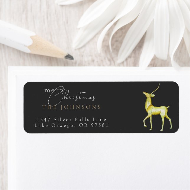 Minimalist Merry Christmas Reindeer Return Address (Insitu)