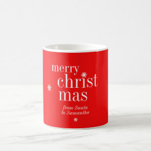 Minimalist Merry Christmas Snow from santa red Coffee Mug