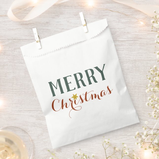 Minimalist Merry Christmas star holiday Favour Bags (Clipped)