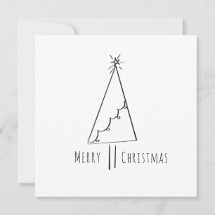 Minimalist Merry Christmas Tree Line Art