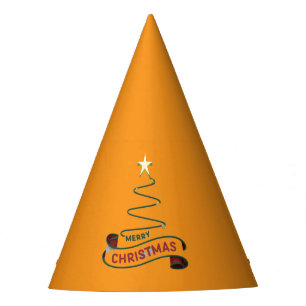 Minimalist Merry Christmas Tree with Star Design Party Hat