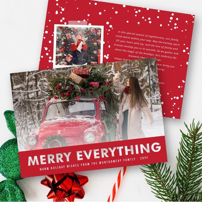Minimalist Merry Everything Cutout Modern Photo  Holiday Card (Creator Uploaded)