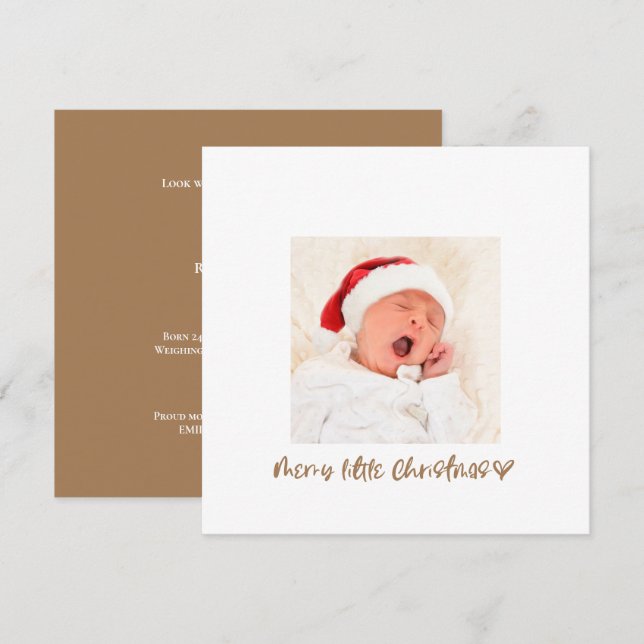 Minimalist Merry LIttle Christmas Baby Photo Birth (Front/Back)