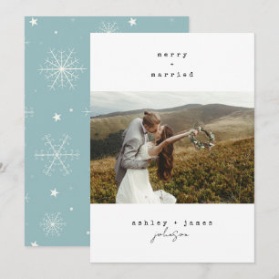 Minimalist Merry & Married Christmas 1 Photo Holiday Card