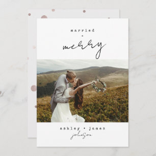Minimalist Merry & Married Christmas Photo Holiday