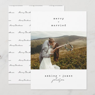 Minimalist Merry & Married Christmas Photo  Holiday Card
