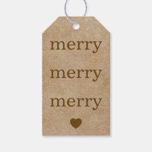 Minimalist Merry Merry Christmas Rustic Kraft Gift Tags