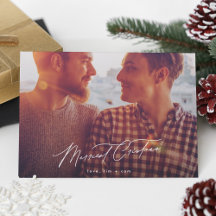Minimalist Merry One Photo Christmas Calligraphy