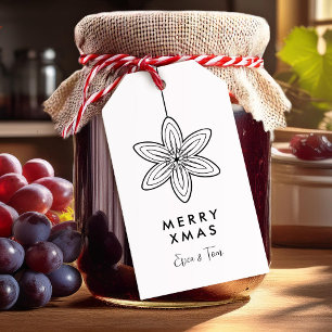 Minimalist Merry Xmas modern floral Gift Tags