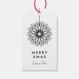 Minimalist Merry Xmas modern floral Gift Tags