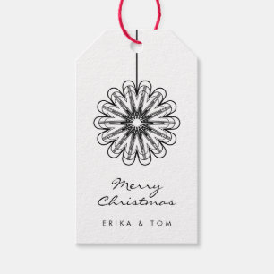 Minimalist Merry Xmas modern floral Gift Tags
