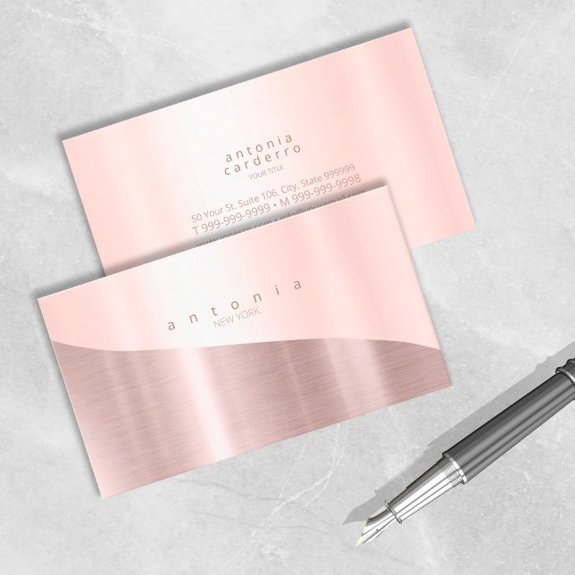 Minimalist Metal Wave Two-Tone Rose Gold ID805 Business Card (Creator Uploaded)