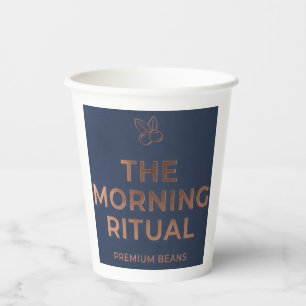 Minimalist Metallic Copper Navy Coffee Sleeve Paper Cups