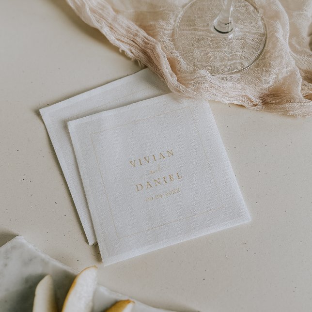 Minimalist Metallic Gold Foil Wedding Napkins (Minimalist Metallic Gold Foil Wedding Foil Napkins)