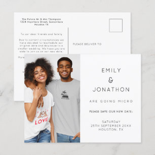 Minimalist Micro Wedding Photo Save The Date Announcement Postcard