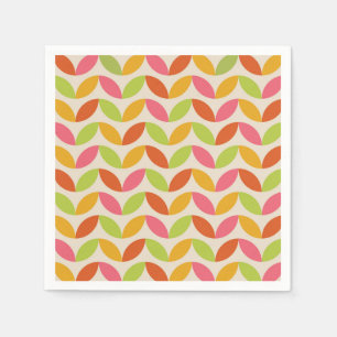 Minimalist Mid Century Colourful Leaves Pattern Napkin