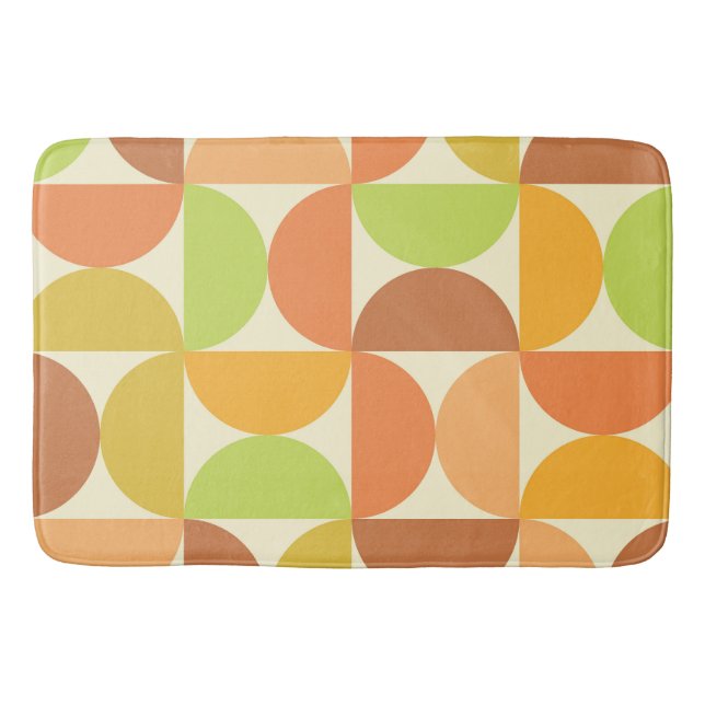 Minimalist Mid Century Half Circles Pattern  Bath Mat (Front)