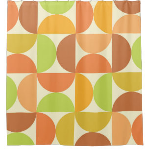 Minimalist Mid Century Half Circles Pattern  Shower Curtain