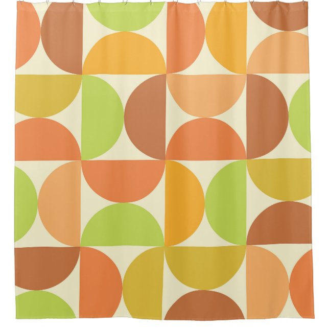 Minimalist Mid Century Half Circles Pattern  Shower Curtain (Front)