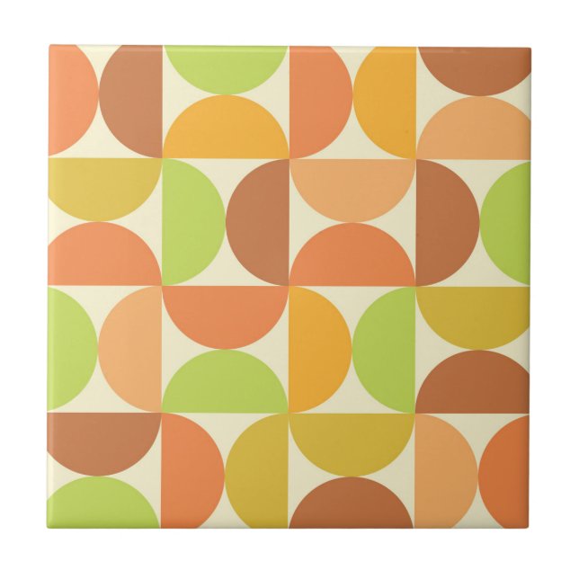 Minimalist Mid Century Half Circles Pattern  Tile (Front)