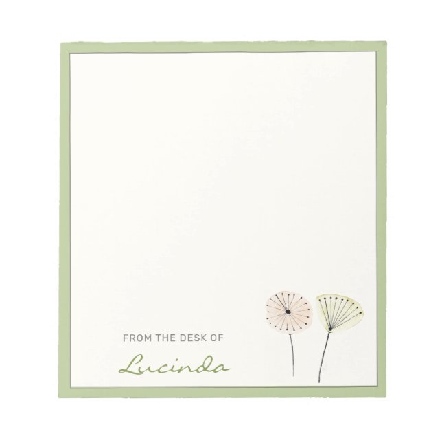 Minimalist Mid-century Modern Flowers Personalised Notepad (Front)