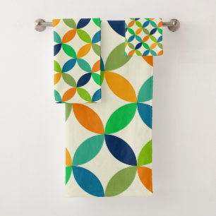 Minimalist Mid century modern geometric Bath Towel Set
