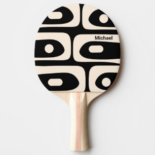 Minimalist Mid Century Modern Personalised Black Ping Pong Paddle