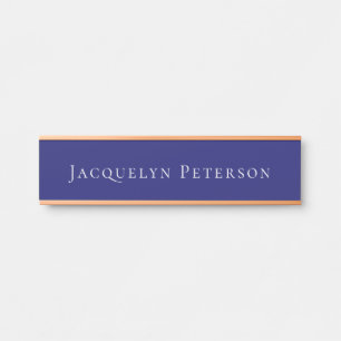 Minimalist Midnight Blue Plain Elegant Modern  Door Sign