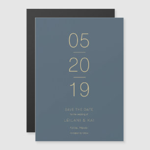Minimalist Midnight Blue Save the Date Magnetic Invitation
