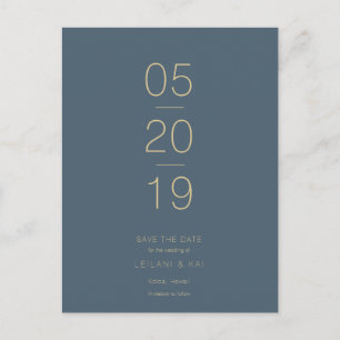 Minimalist Midnight Blue Save the Date Postcard