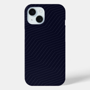 Minimalist Midnight Navy Blue Zig Zag Geometric iPhone 15 Case