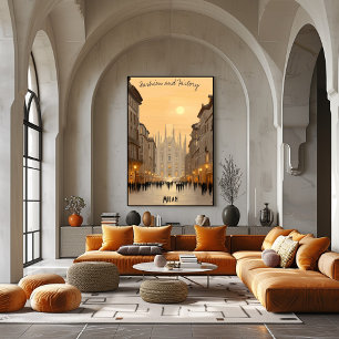 Minimalist Milan Skyline – Soft Tones Italian Art Poster