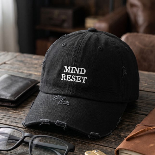 Minimalist Mind Reset Distressed Black Cap (Creator Uploaded)