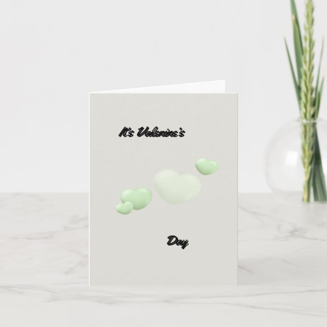 Minimalist Mint Green Bubble Heart Valentine's Day Holiday Card (Front)