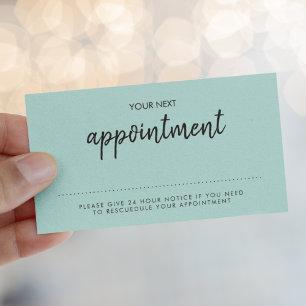 Minimalist Mint Green Modern Salon Reminder Next Appointment Card